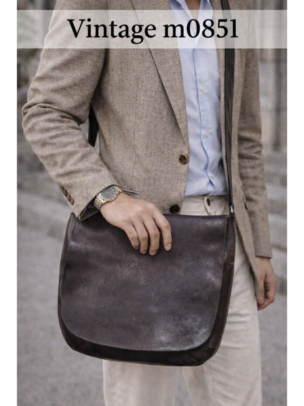 m0851 Leather Crossbody Bag Brown Distressed Vintage Messenger Canada Unisex